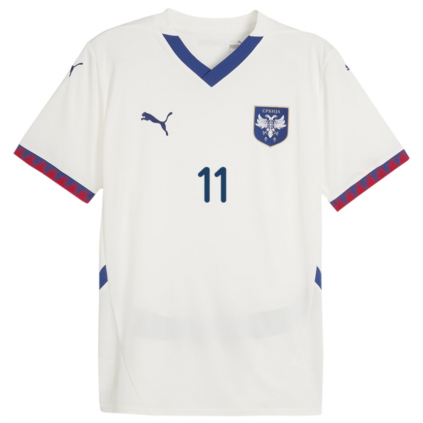 Kvinder Serbien Miljana Ivanovic #11 Hvid Udebane Spillertrøjer 24-26 Trøje T-Shirt
