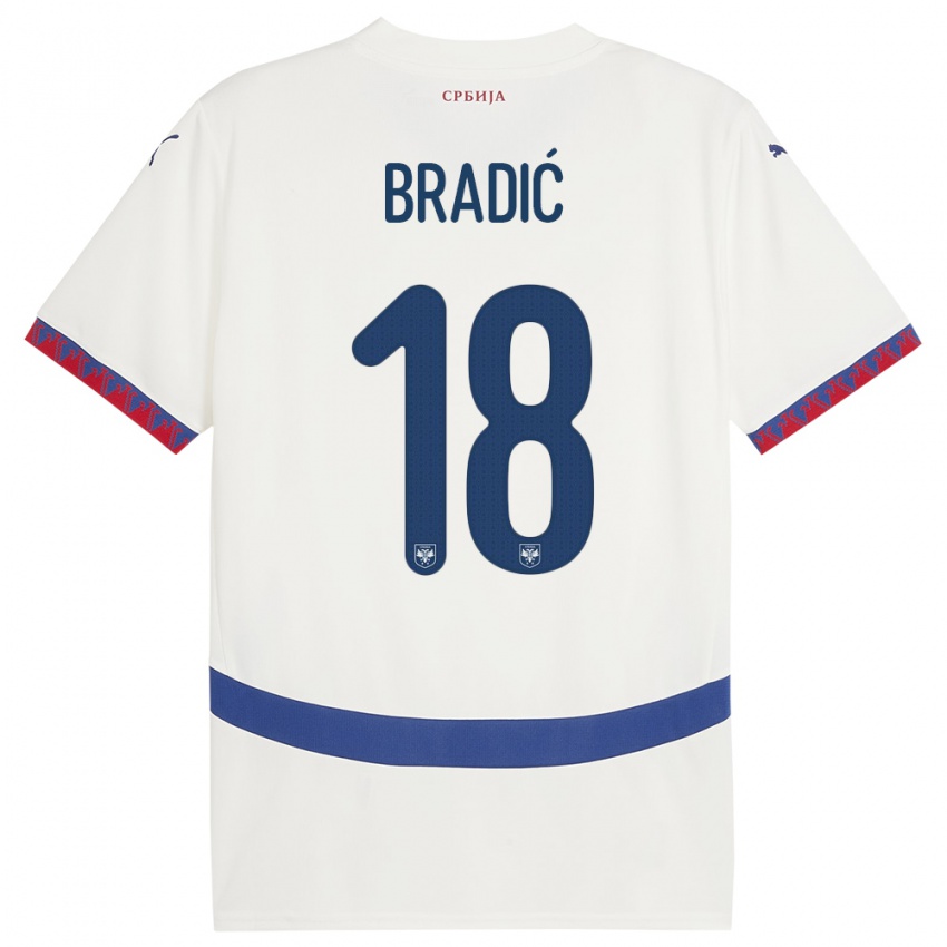 Kvinder Serbien Biljana Bradic #18 Hvid Udebane Spillertrøjer 24-26 Trøje T-Shirt