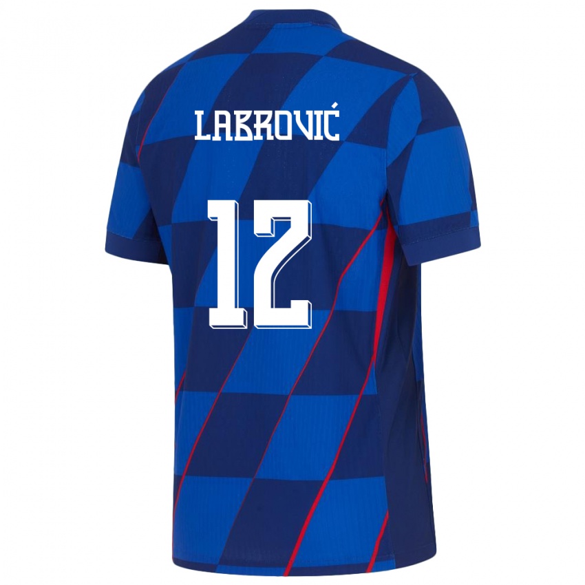 Kvinder Kroatien Nediljko Labrovic #12 Blå Udebane Spillertrøjer 24-26 Trøje T-Shirt