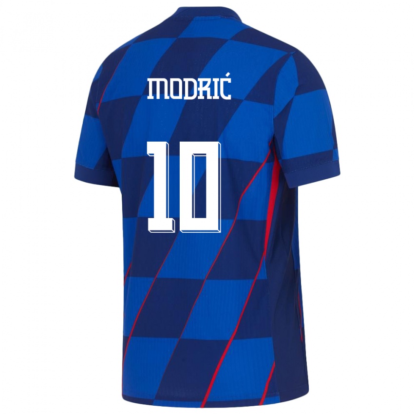 Kvinder Kroatien Luka Modric #10 Blå Udebane Spillertrøjer 24-26 Trøje T-Shirt