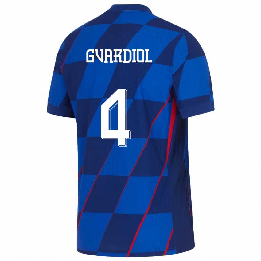 Kvinder Kroatien Josko Gvardiol #4 Blå Udebane Spillertrøjer 24-26 Trøje T-Shirt
