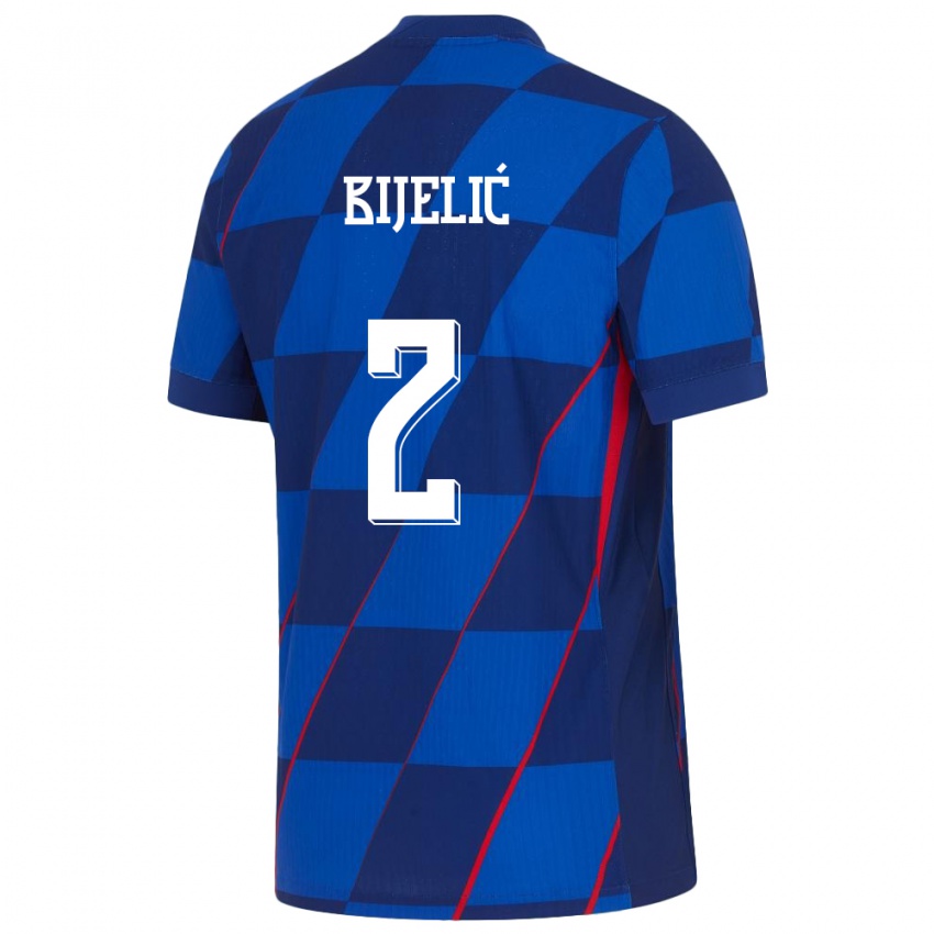 Kvinder Kroatien Dario Bijelic #2 Blå Udebane Spillertrøjer 24-26 Trøje T-Shirt