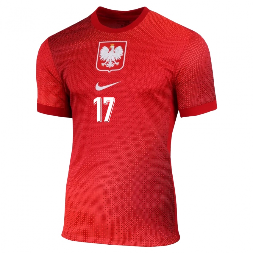 Kvinder Polen Mike Huras #17 Rød Udebane Spillertrøjer 24-26 Trøje T-Shirt