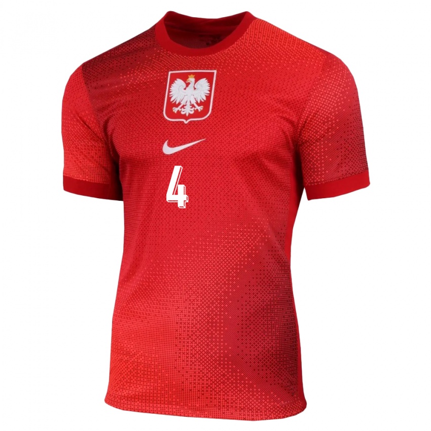 Kvinder Polen Paulina Dudek #4 Rød Udebane Spillertrøjer 24-26 Trøje T-Shirt