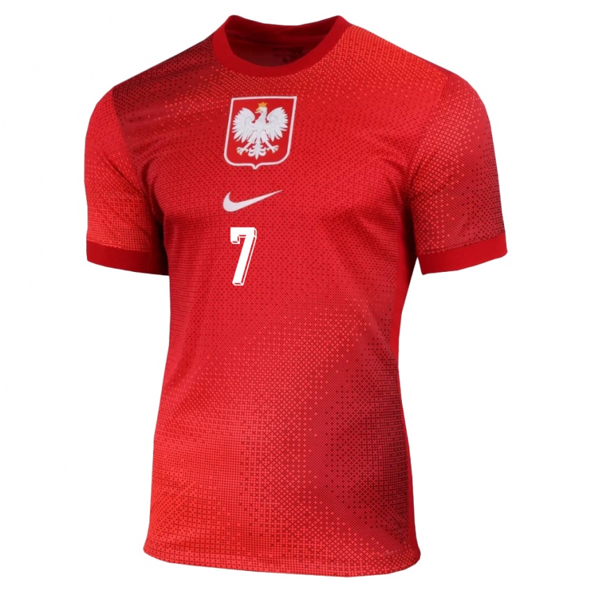 Kvinder Polen Filip Wolski #7 Rød Udebane Spillertrøjer 24-26 Trøje T-Shirt