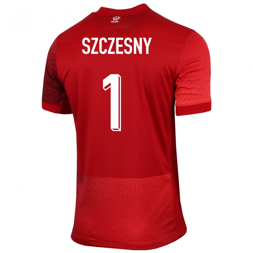 Kvinder Polen Wojciech Szczesny #1 Rød Udebane Spillertrøjer 24-26 Trøje T-Shirt