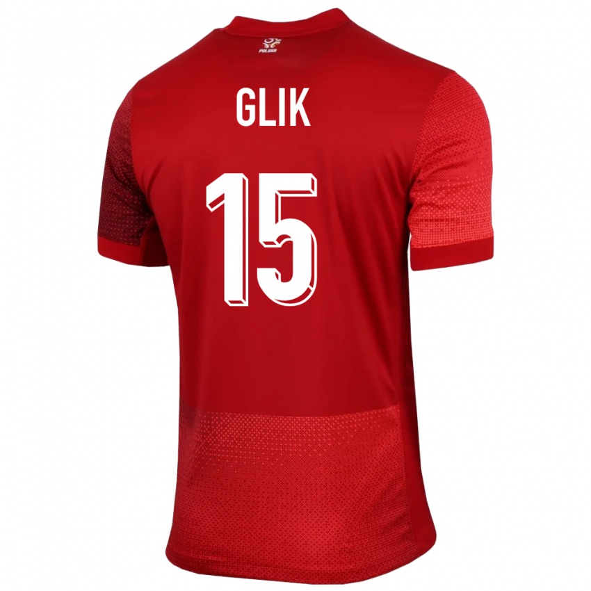 Kvinder Polen Kamil Glik #15 Rød Udebane Spillertrøjer 24-26 Trøje T-Shirt