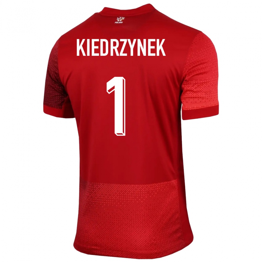 Kvinder Polen Katarzyna Kiedrzynek #1 Rød Udebane Spillertrøjer 24-26 Trøje T-Shirt