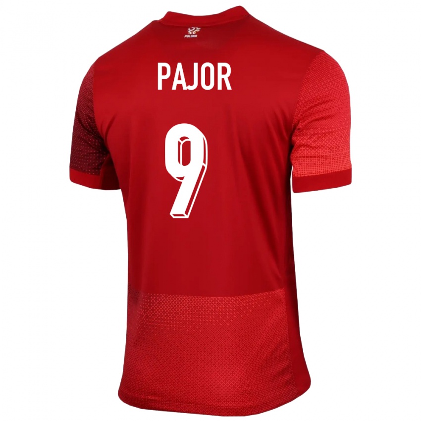Kvinder Polen Ewa Pajor #9 Rød Udebane Spillertrøjer 24-26 Trøje T-Shirt