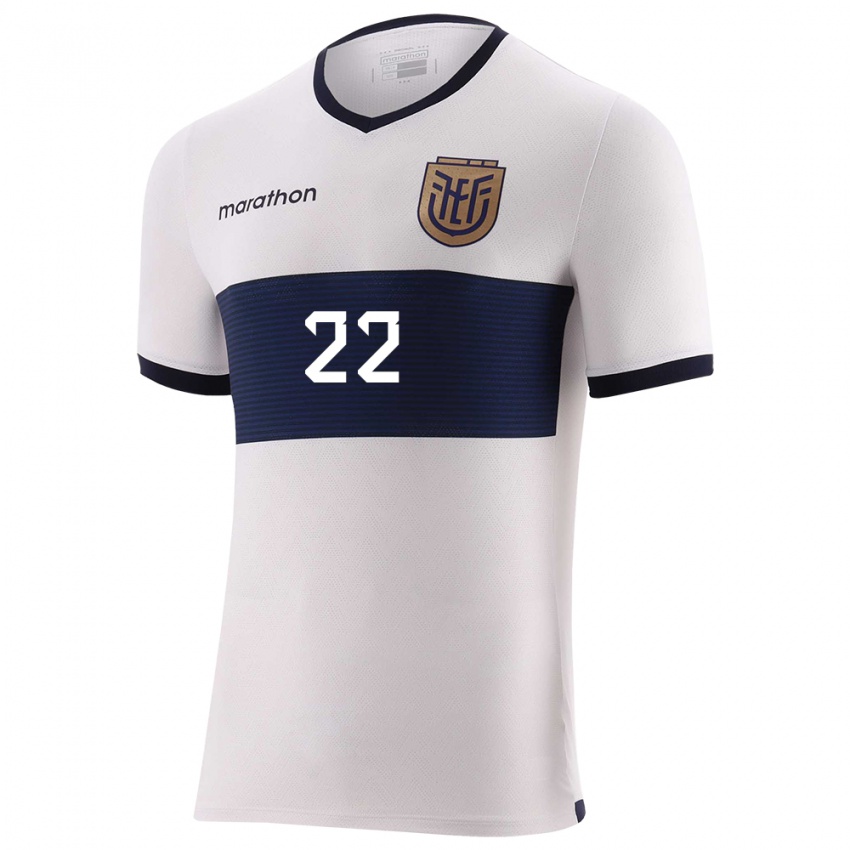 Kvinder Ecuador Melanie Gutierrez #22 Hvid Udebane Spillertrøjer 24-26 Trøje T-Shirt