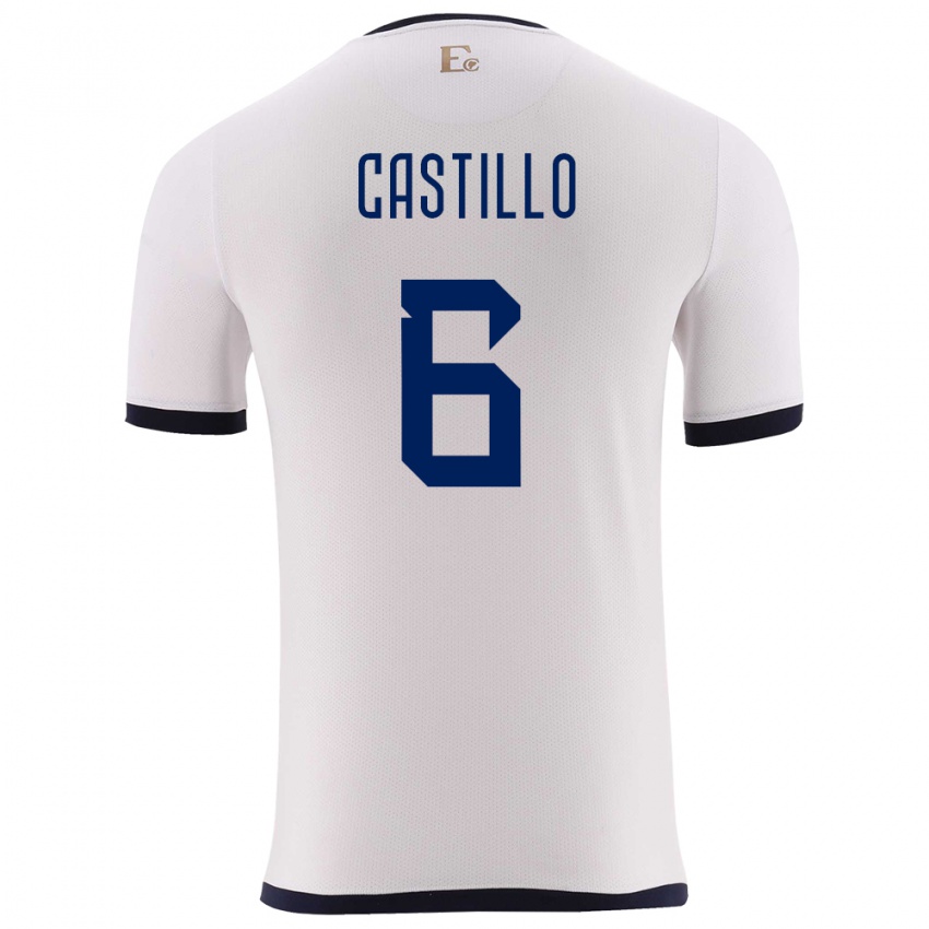 Kvinder Ecuador Byron Castillo #6 Hvid Udebane Spillertrøjer 24-26 Trøje T-Shirt
