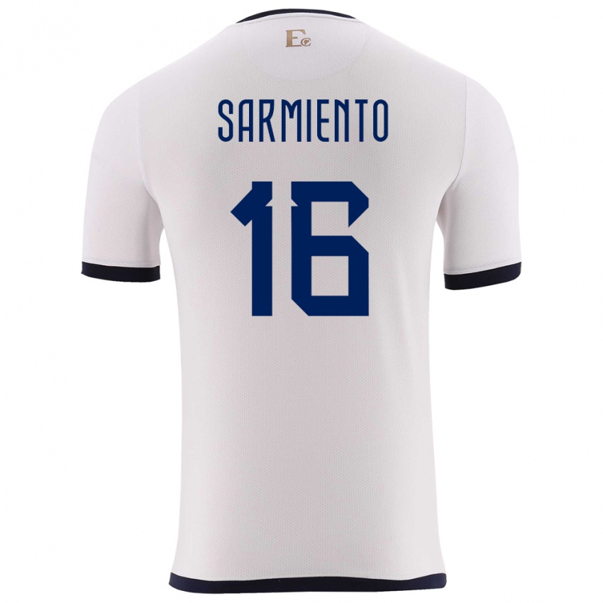 Kvinder Ecuador Jeremy Sarmiento #16 Hvid Udebane Spillertrøjer 24-26 Trøje T-Shirt