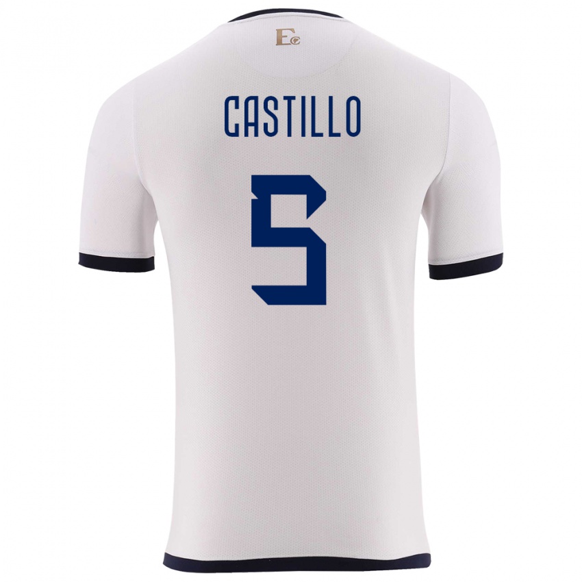 Kvinder Ecuador Denil Castillo #5 Hvid Udebane Spillertrøjer 24-26 Trøje T-Shirt