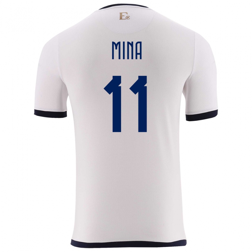 Kvinder Ecuador Ariel Mina #11 Hvid Udebane Spillertrøjer 24-26 Trøje T-Shirt