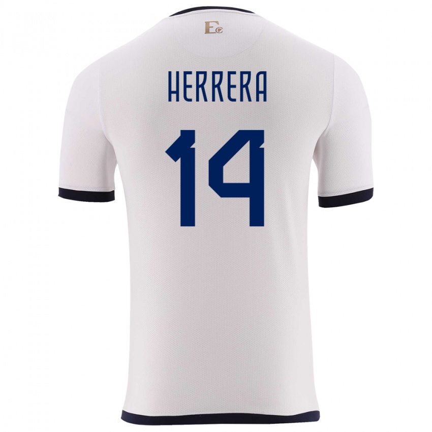 Kvinder Ecuador Orlando Herrera #14 Hvid Udebane Spillertrøjer 24-26 Trøje T-Shirt