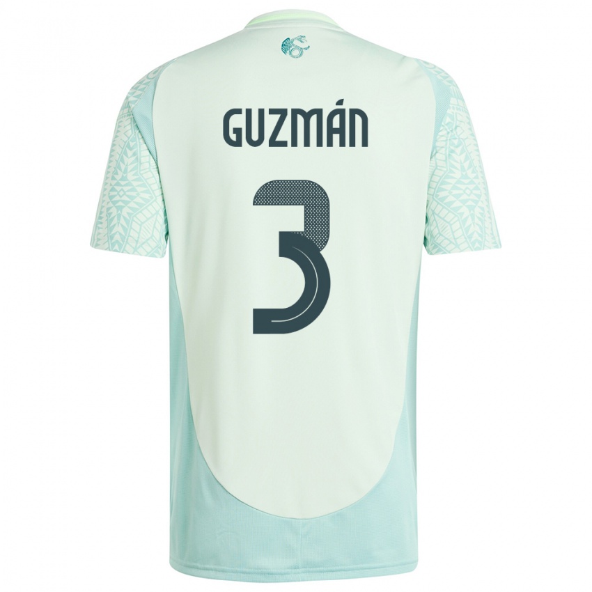 Kvinder Mexico Victor Guzman #3 Linen Grøn Udebane Spillertrøjer 24-26 Trøje T-Shirt