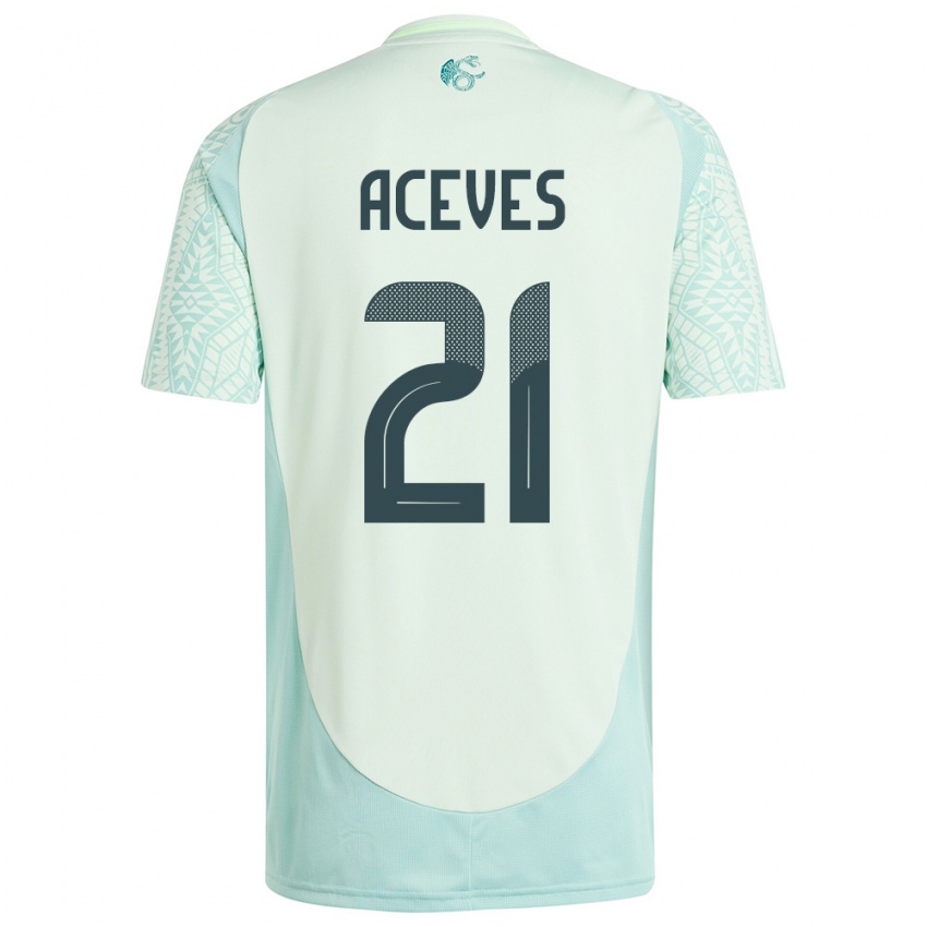 Kvinder Mexico Daniel Aceves #21 Linen Grøn Udebane Spillertrøjer 24-26 Trøje T-Shirt