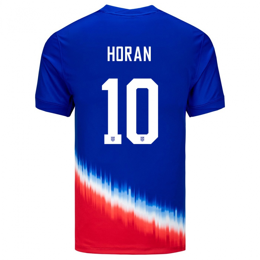 Kvinder Usa Lindsey Horan #10 Blå Udebane Spillertrøjer 24-26 Trøje T-Shirt