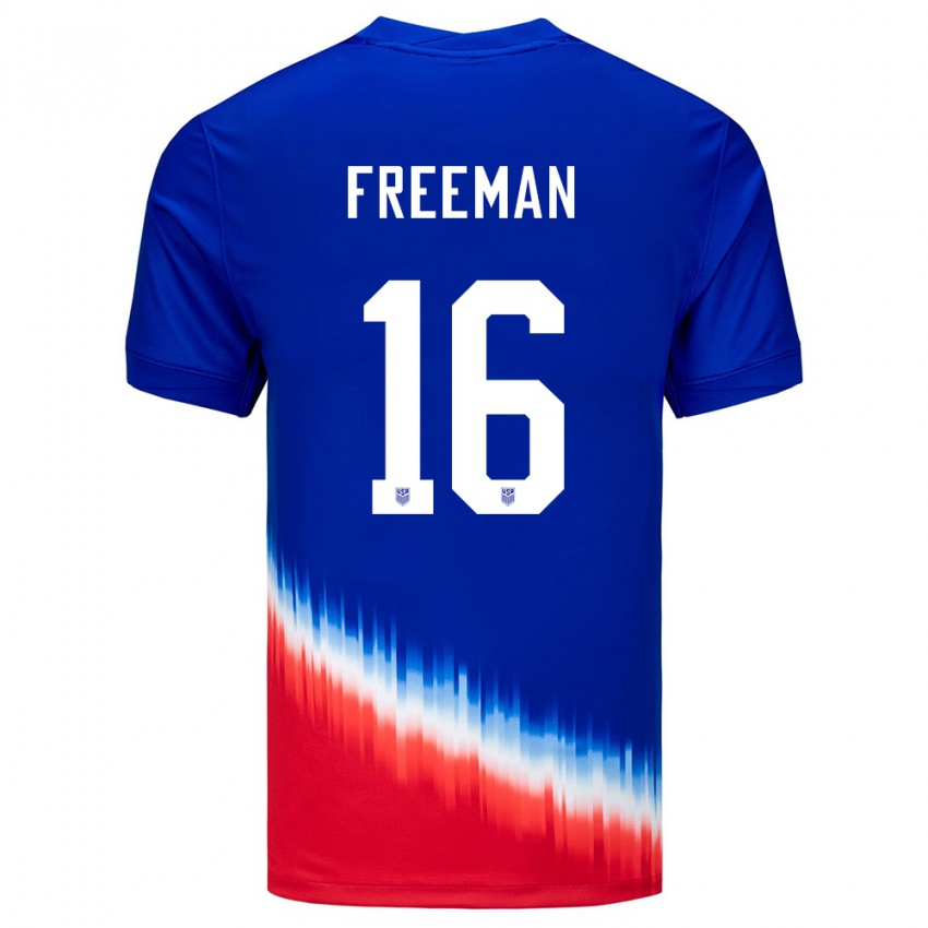 Kvinder Usa Alex Freeman #16 Blå Udebane Spillertrøjer 24-26 Trøje T-Shirt