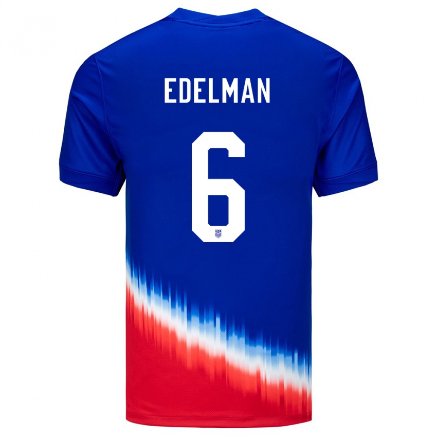 Kvinder Usa Daniel Edelman #6 Blå Udebane Spillertrøjer 24-26 Trøje T-Shirt