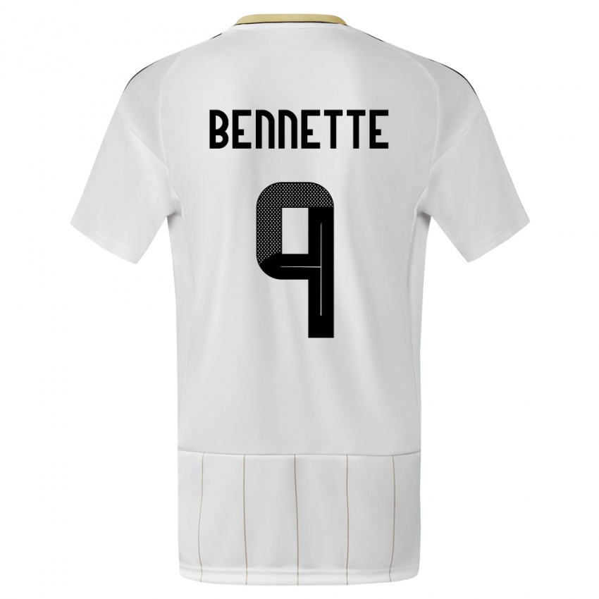 Kvinder Costa Rica Jewison Bennette #9 Hvid Udebane Spillertrøjer 24-26 Trøje T-Shirt