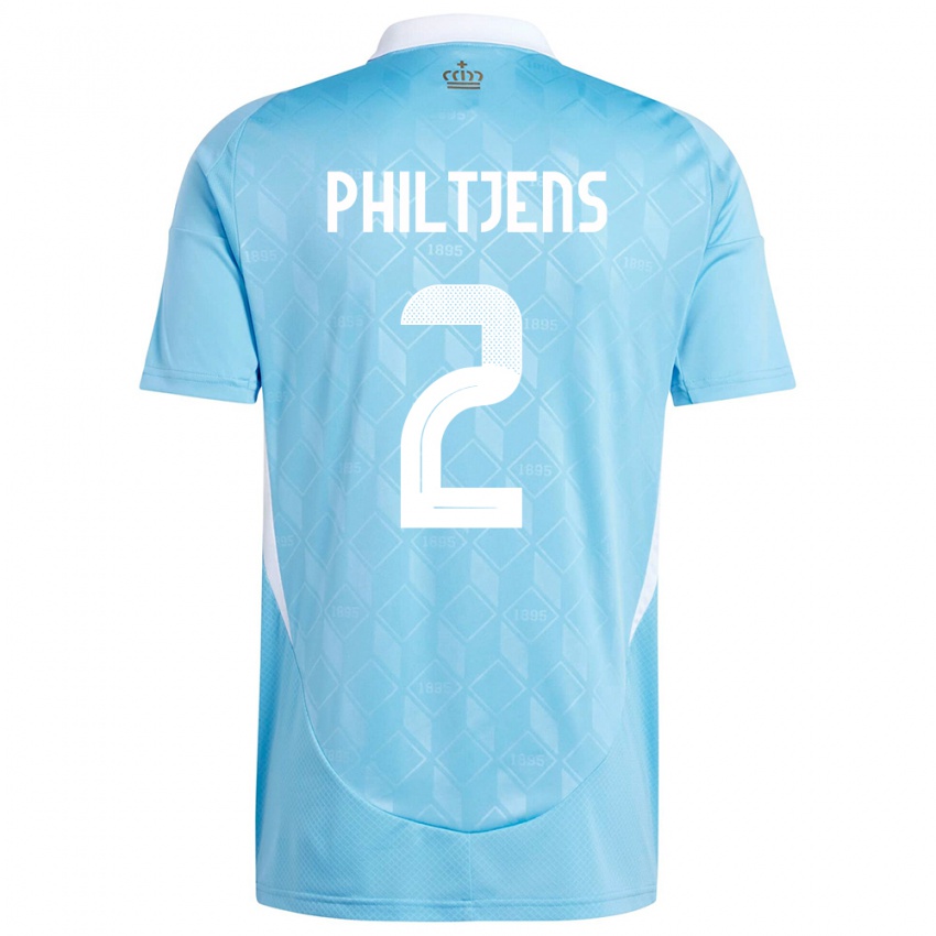 Kvinder Belgien Davina Philtjens #2 Blå Udebane Spillertrøjer 24-26 Trøje T-Shirt