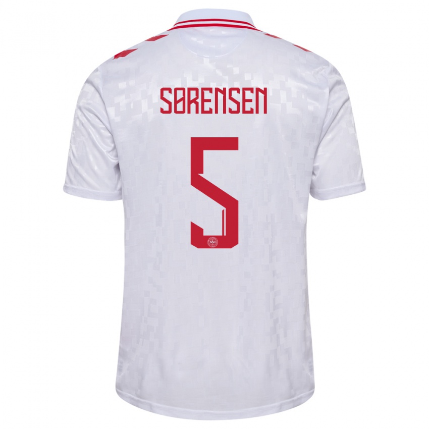 Kvinder Danmark Simone Boye Sorensen #5 Hvid Udebane Spillertrøjer 24-26 Trøje T-Shirt