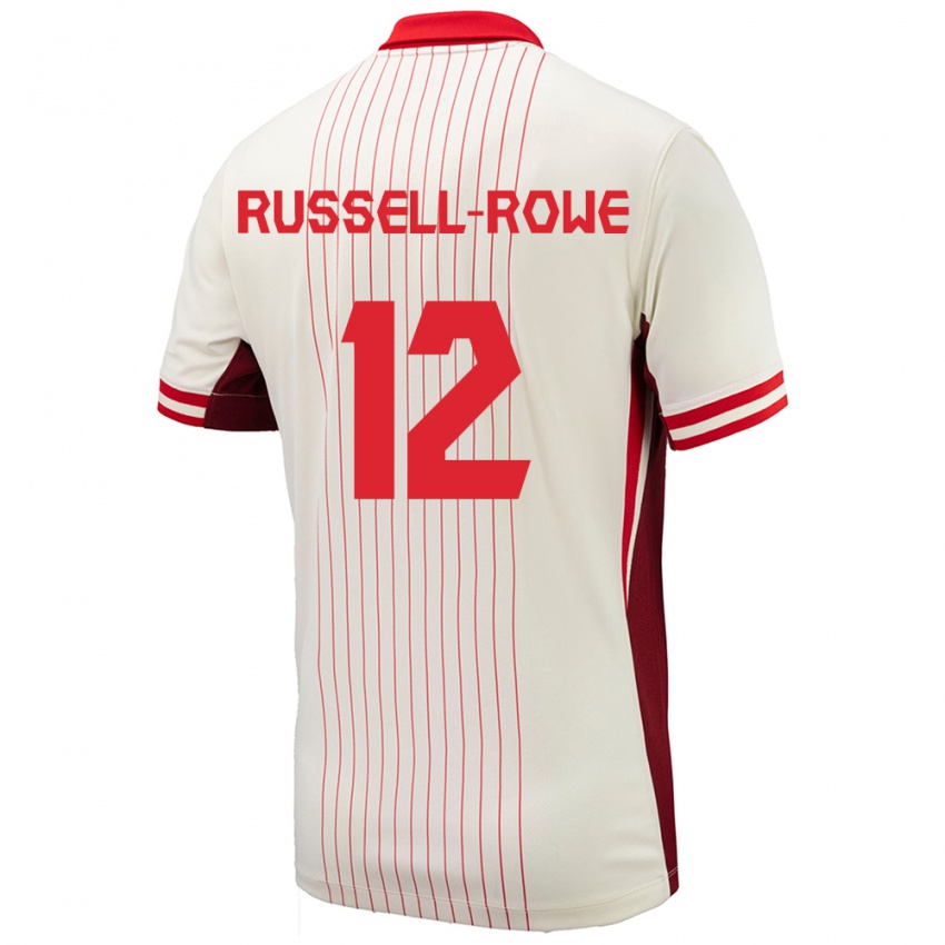 Kvinder Canada Jacen Russell-Rowe #12 Hvid Udebane Spillertrøjer 24-26 Trøje T-Shirt