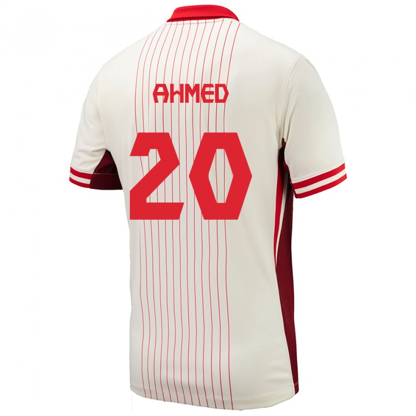 Kvinder Canada Ali Ahmed #20 Hvid Udebane Spillertrøjer 24-26 Trøje T-Shirt