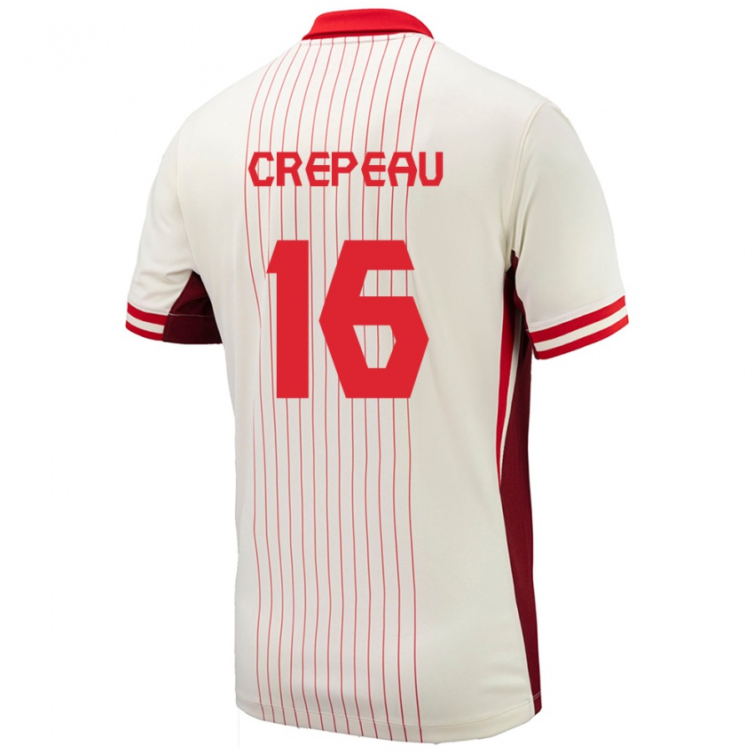 Kvinder Canada Maxime Crepeau #16 Hvid Udebane Spillertrøjer 24-26 Trøje T-Shirt