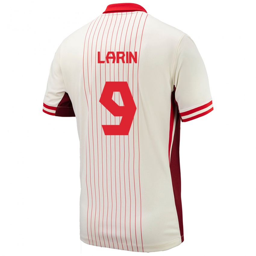 Kvinder Canada Cyle Larin #9 Hvid Udebane Spillertrøjer 24-26 Trøje T-Shirt