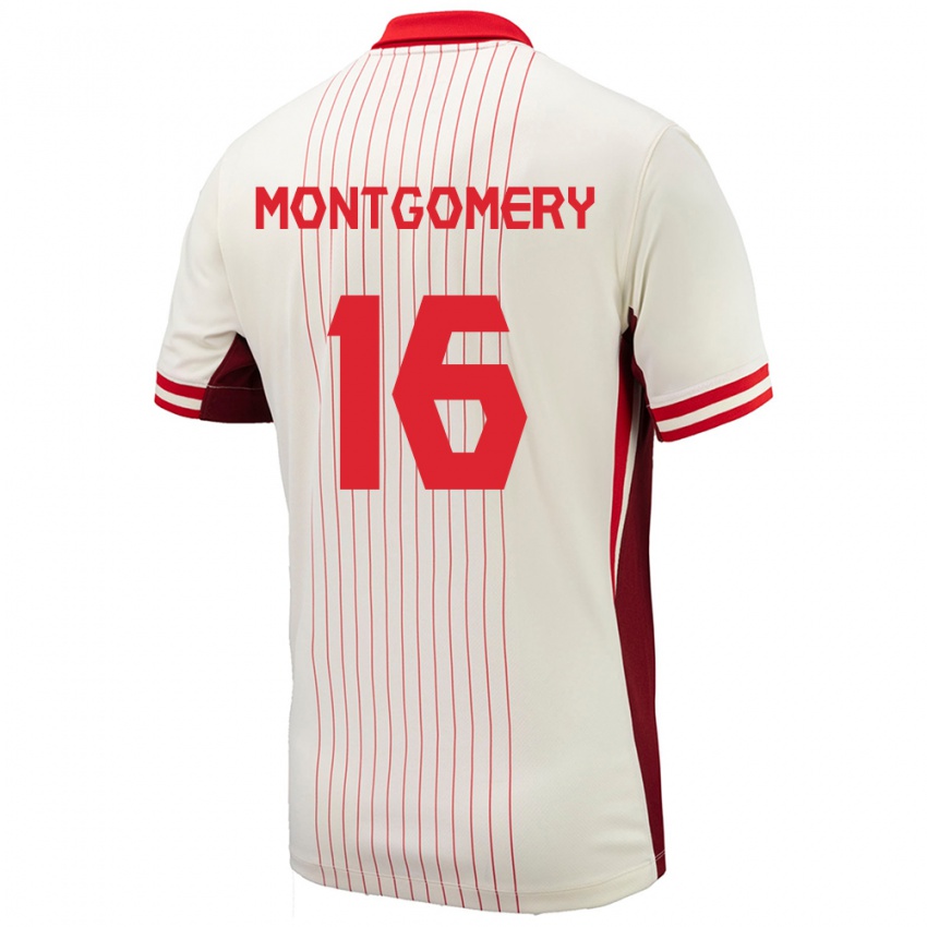 Kvinder Canada Callum Montgomery #16 Hvid Udebane Spillertrøjer 24-26 Trøje T-Shirt