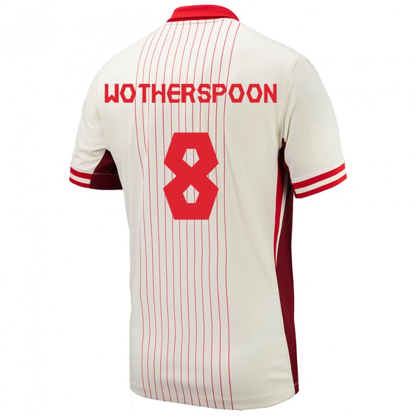 Kvinder Canada David Wotherspoon #8 Hvid Udebane Spillertrøjer 24-26 Trøje T-Shirt