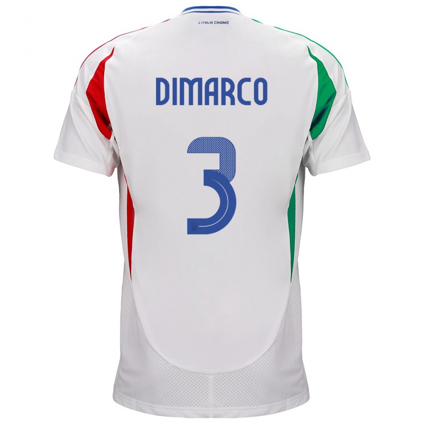 Kvinder Italien Federico Dimarco #3 Hvid Udebane Spillertrøjer 24-26 Trøje T-Shirt