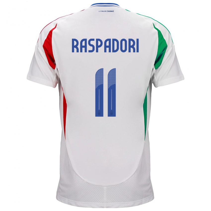 Kvinder Italien Giacomo Raspadori #11 Hvid Udebane Spillertrøjer 24-26 Trøje T-Shirt