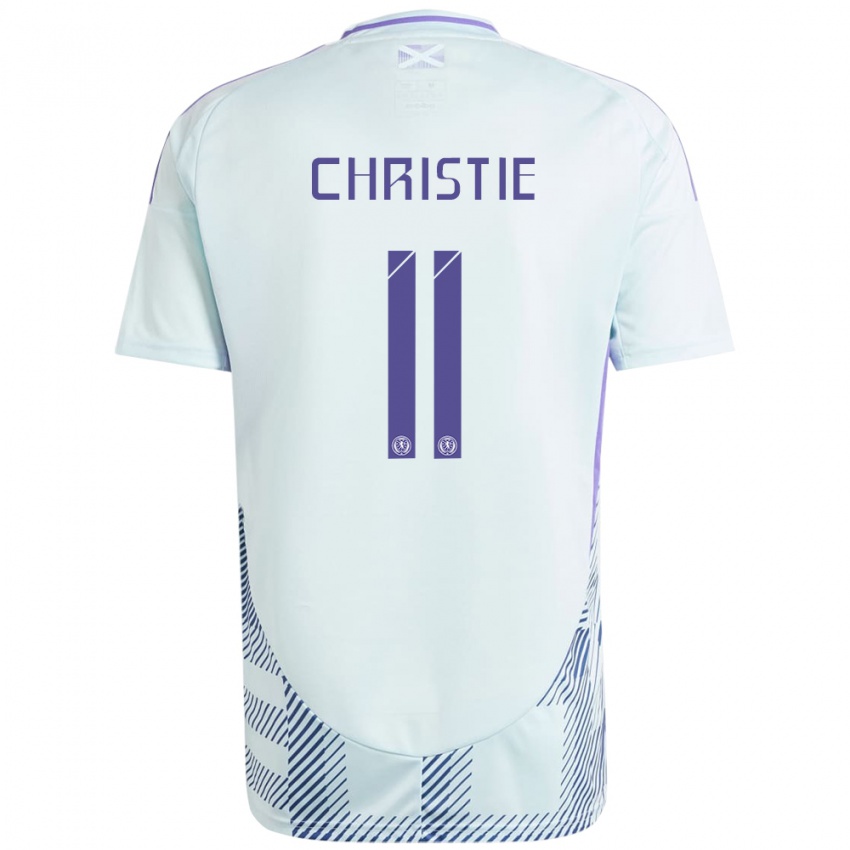 Kvinder Skotland Ryan Christie #11 Lys Mynteblå Udebane Spillertrøjer 24-26 Trøje T-Shirt