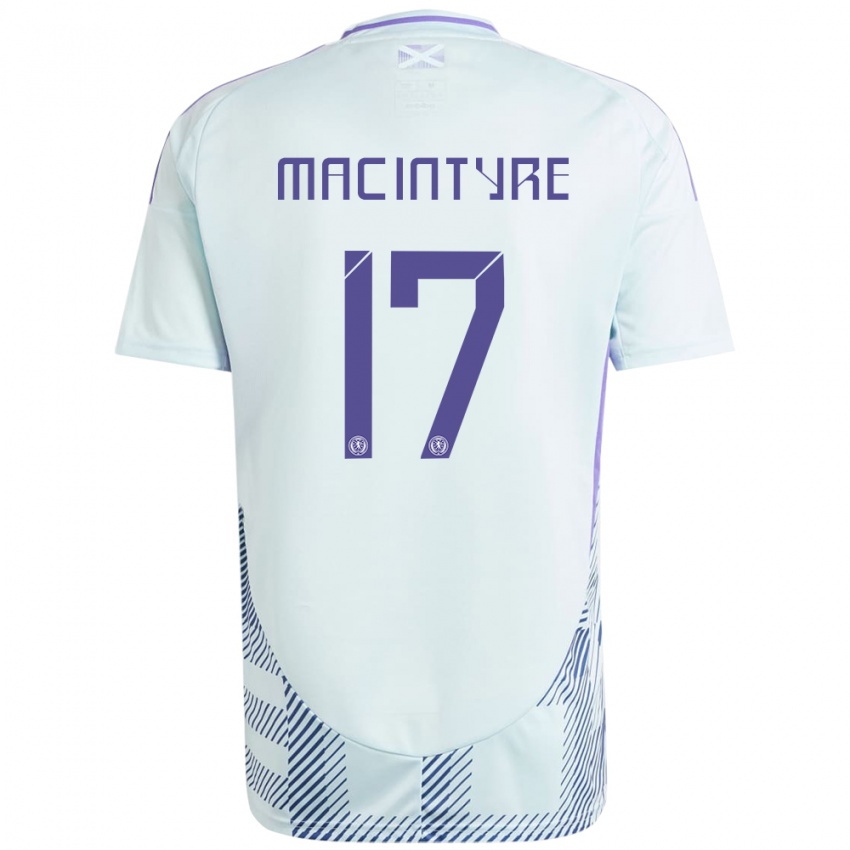 Kvinder Skotland Jacob Macintyre #17 Lys Mynteblå Udebane Spillertrøjer 24-26 Trøje T-Shirt