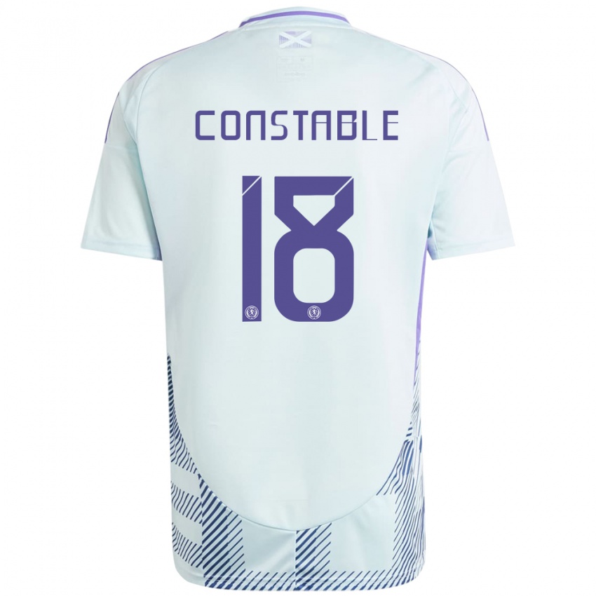 Kvinder Skotland Scott Constable #18 Lys Mynteblå Udebane Spillertrøjer 24-26 Trøje T-Shirt