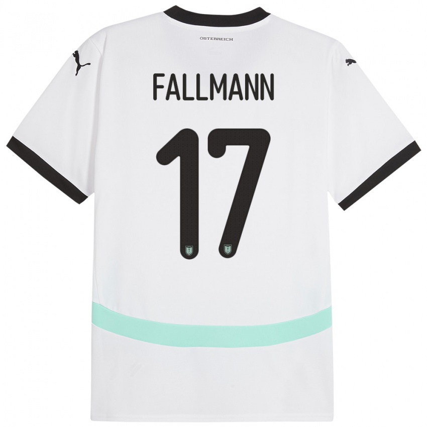 Kvinder Østrig Pascal Fallmann #17 Hvid Udebane Spillertrøjer 24-26 Trøje T-Shirt