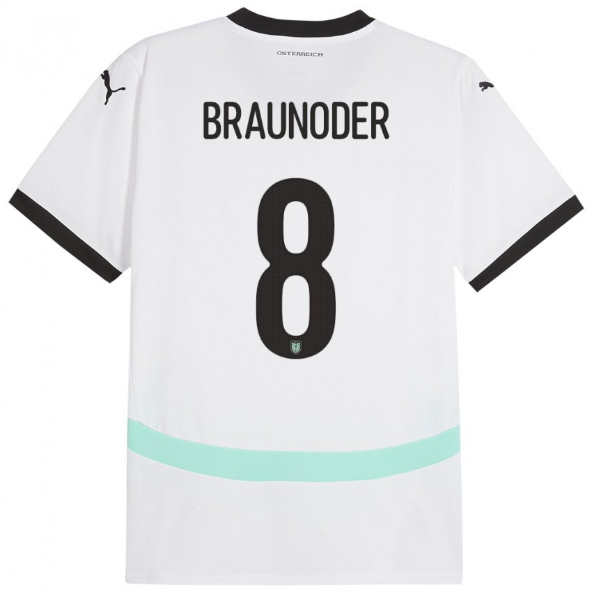 Kvinder Østrig Matthias Braunöder #8 Hvid Udebane Spillertrøjer 24-26 Trøje T-Shirt