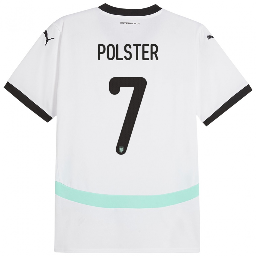 Kvinder Østrig Manuel Polster #7 Hvid Udebane Spillertrøjer 24-26 Trøje T-Shirt