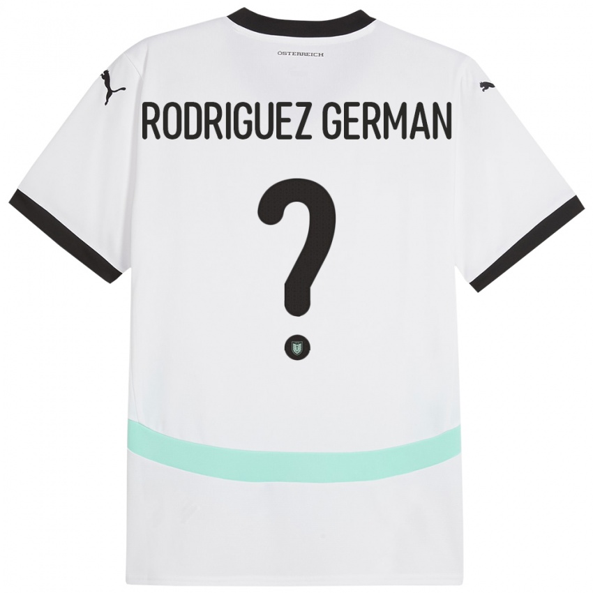 Kvinder Østrig Ryan Rodriguez German #0 Hvid Udebane Spillertrøjer 24-26 Trøje T-Shirt