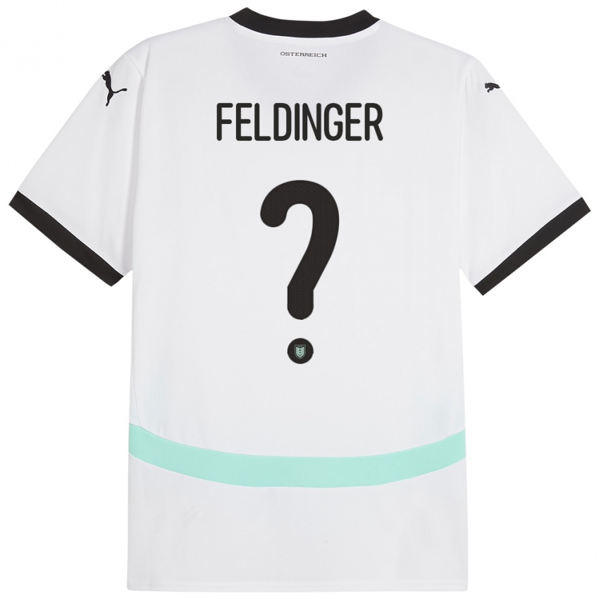 Kvinder Østrig Rafael Feldinger #0 Hvid Udebane Spillertrøjer 24-26 Trøje T-Shirt