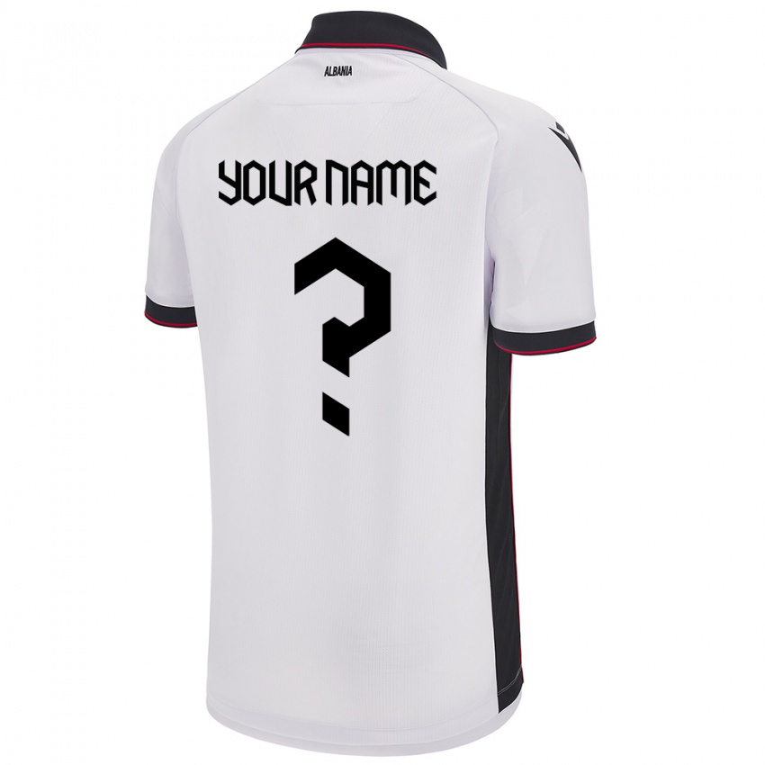 Kvinder Albanien Dit Navn #0 Hvid Udebane Spillertrøjer 24-26 Trøje T-Shirt