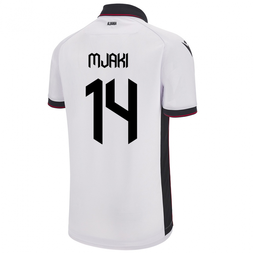 Kvinder Albanien Agan Mjaki #14 Hvid Udebane Spillertrøjer 24-26 Trøje T-Shirt