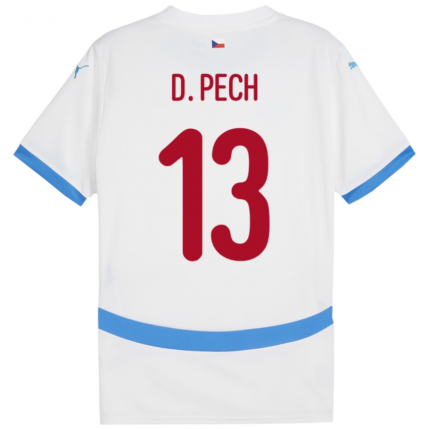 Kvinder Tjekkiet Dominik Pech #13 Hvid Udebane Spillertrøjer 24-26 Trøje T-Shirt