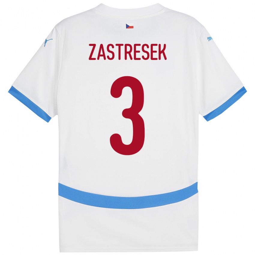 Kvinder Tjekkiet Matous Zastresek #3 Hvid Udebane Spillertrøjer 24-26 Trøje T-Shirt