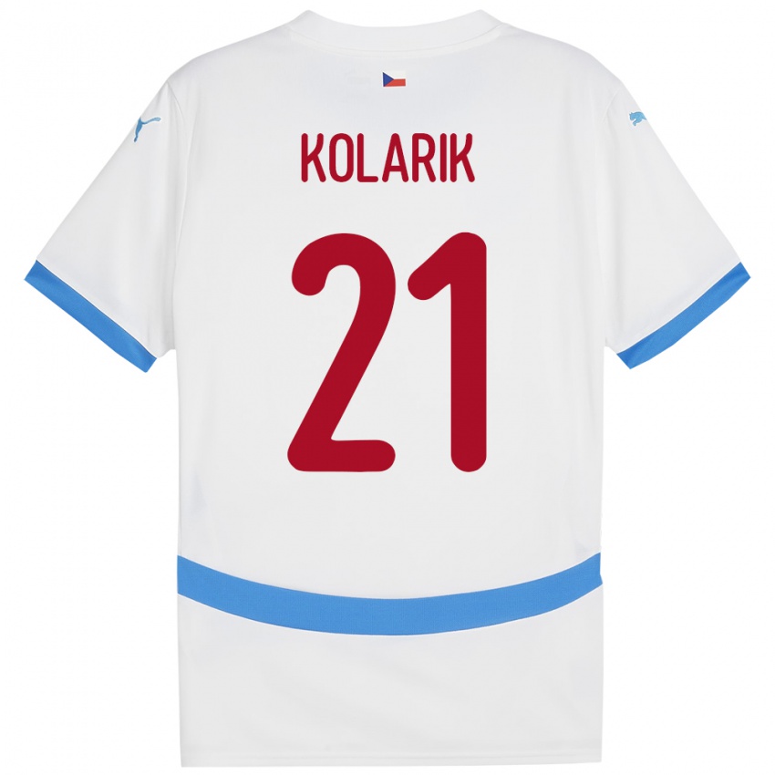 Kvinder Tjekkiet Josef Kolarik #21 Hvid Udebane Spillertrøjer 24-26 Trøje T-Shirt