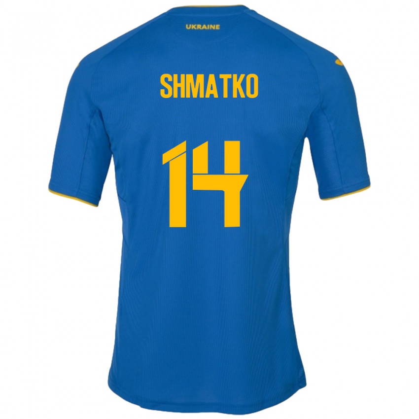 Kvinder Ukraine Lyubov Shmatko #14 Blå Udebane Spillertrøjer 24-26 Trøje T-Shirt