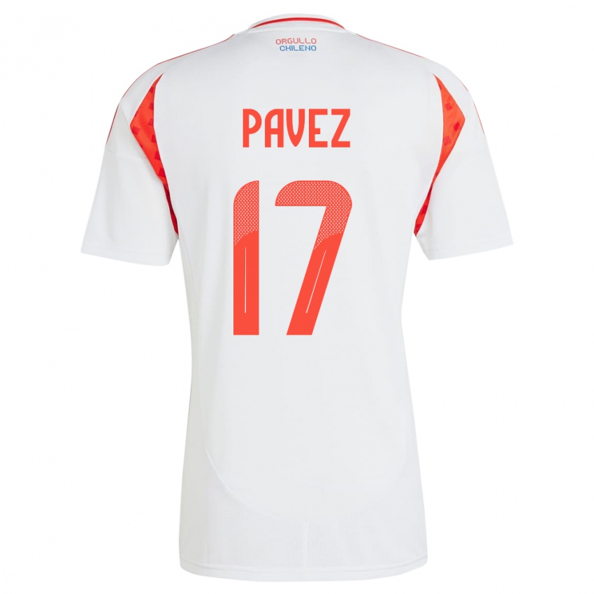Kvinder Chile Esteban Pavez #17 Hvid Udebane Spillertrøjer 24-26 Trøje T-Shirt